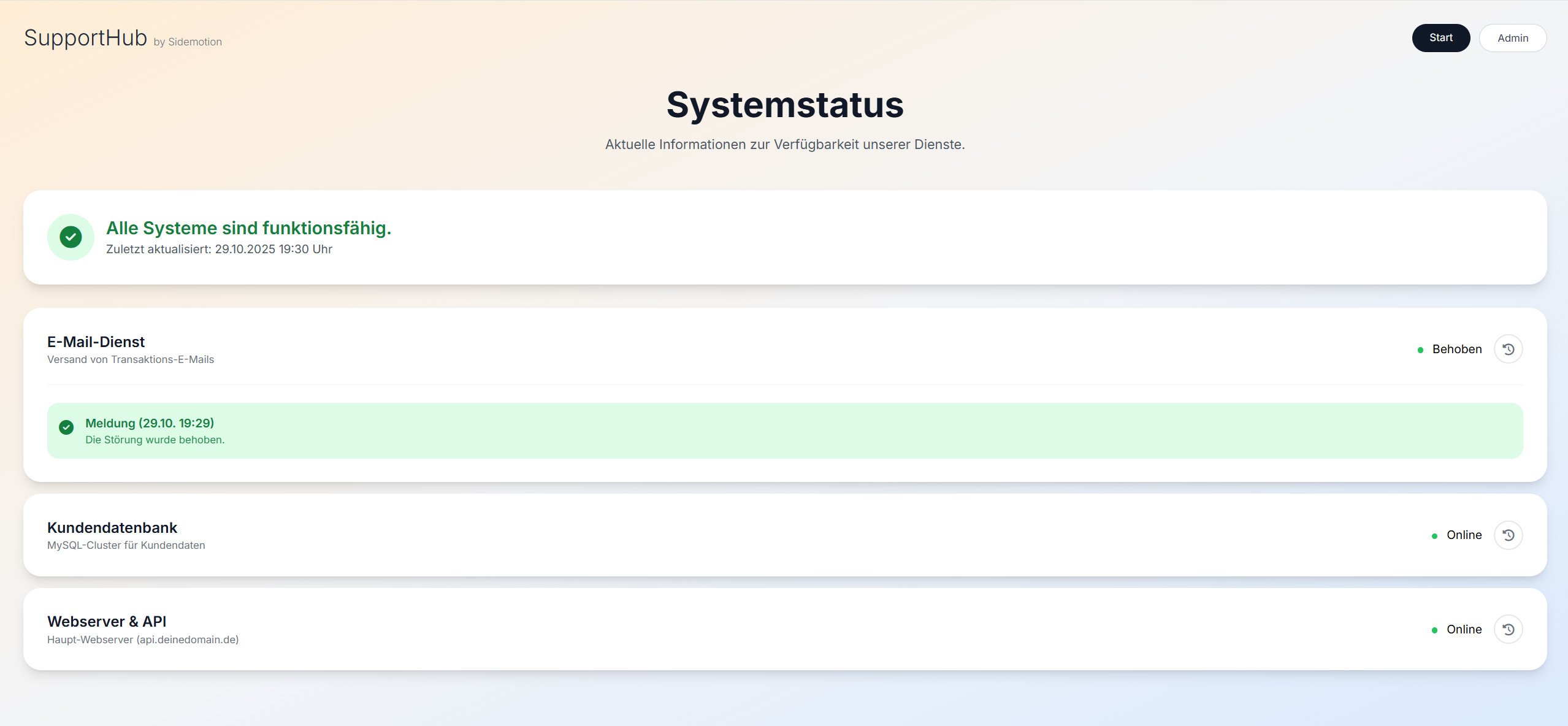 Vorschau des Status Systems